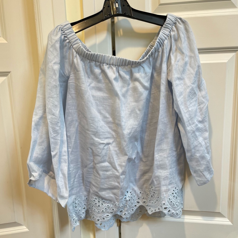 Antoni Melani Light Blue Off Shoulder Blouse